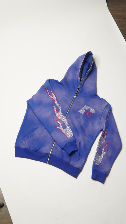 “BLUE FLAMEZ” ZIP-UP JACKET